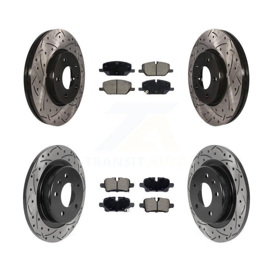 Front Rear Coated Drilled Slotted Disc Brake Rotors And Ceramic Pads Kit For GMC Terrain KDC-101195