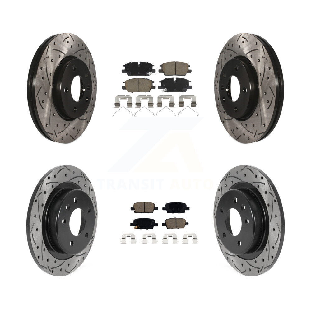 Front Rear Coated Drilled Slotted Disc Brake Rotor & Ceramic Pad Kit For Chevrolet Malibu KDC-101196