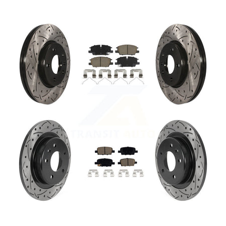 Front Rear Coated Drilled Slotted Disc Brake Rotor & Ceramic Pad Kit For Chevrolet Malibu KDC-101196