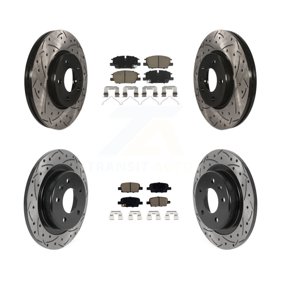 Front Rear Coated Drilled Slotted Disc Brake Rotor & Ceramic Pad Kit For Chevrolet Malibu KDC-101196