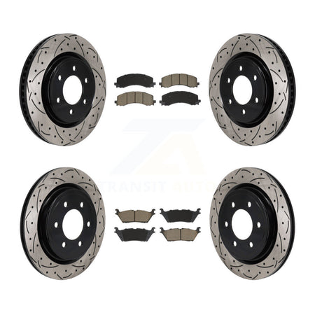 Front Rear Drill Slot Disc Brake Rotors Ceramic Pad Kit For Ford F-150 Expedition Lincoln KDC-101197