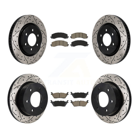 Front Rear Drilled Slot Disc Brake Rotor & Ceramic Pad Kit For 2022-2023 Ford Bronco 3.0L KDC-101198