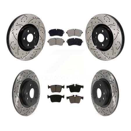 Front Rear Coated Drilled Slotted Disc Brake Rotors And Ceramic Pad Kit For Jaguar E-Pace KDC-101206