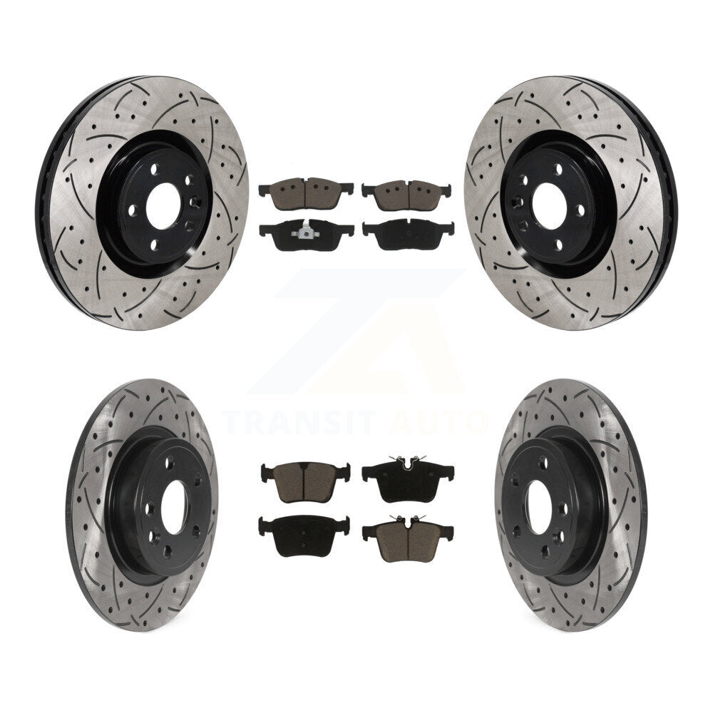 Front Rear Drilled Slot Brake Rotor Ceramic Pad Kit For Land Rover Discovery Sport Jaguar KDC-101207