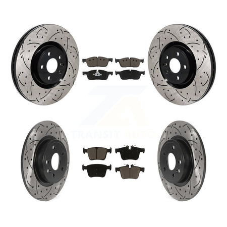 Front Rear Drilled Slot Brake Rotor Ceramic Pad Kit For Land Rover Discovery Sport Jaguar KDC-101207