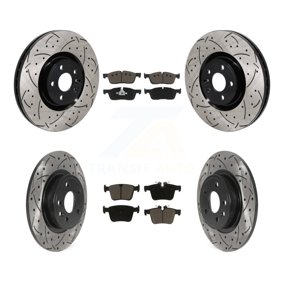 Front Rear Drilled Slot Brake Rotor Ceramic Pad Kit For Land Rover Discovery Sport Jaguar KDC-101207