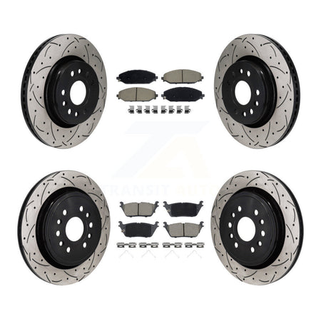 Front Rear Drill Slot Disc Brake Rotor Ceramic Pad Kit For Ram 1500 Jeep Wagoneer Grand L KDC-101211