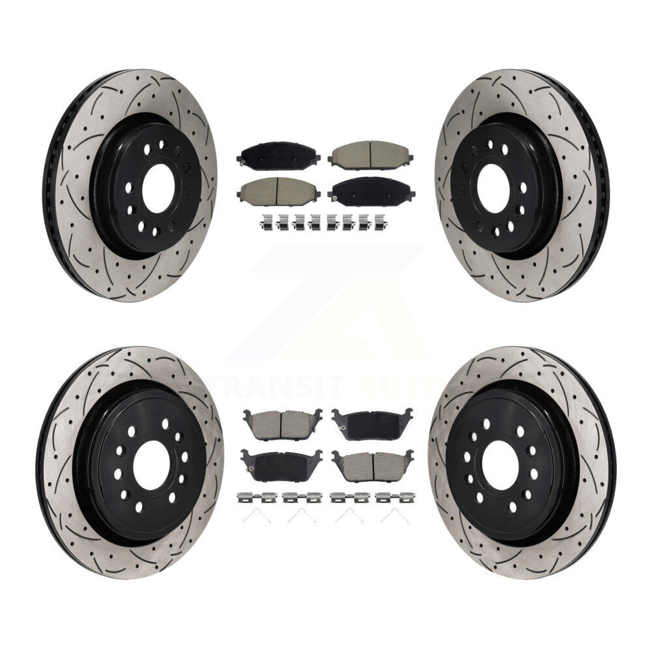 Front Rear Drill Slot Disc Brake Rotor Ceramic Pad Kit For Ram 1500 Jeep Wagoneer Grand L KDC-101211