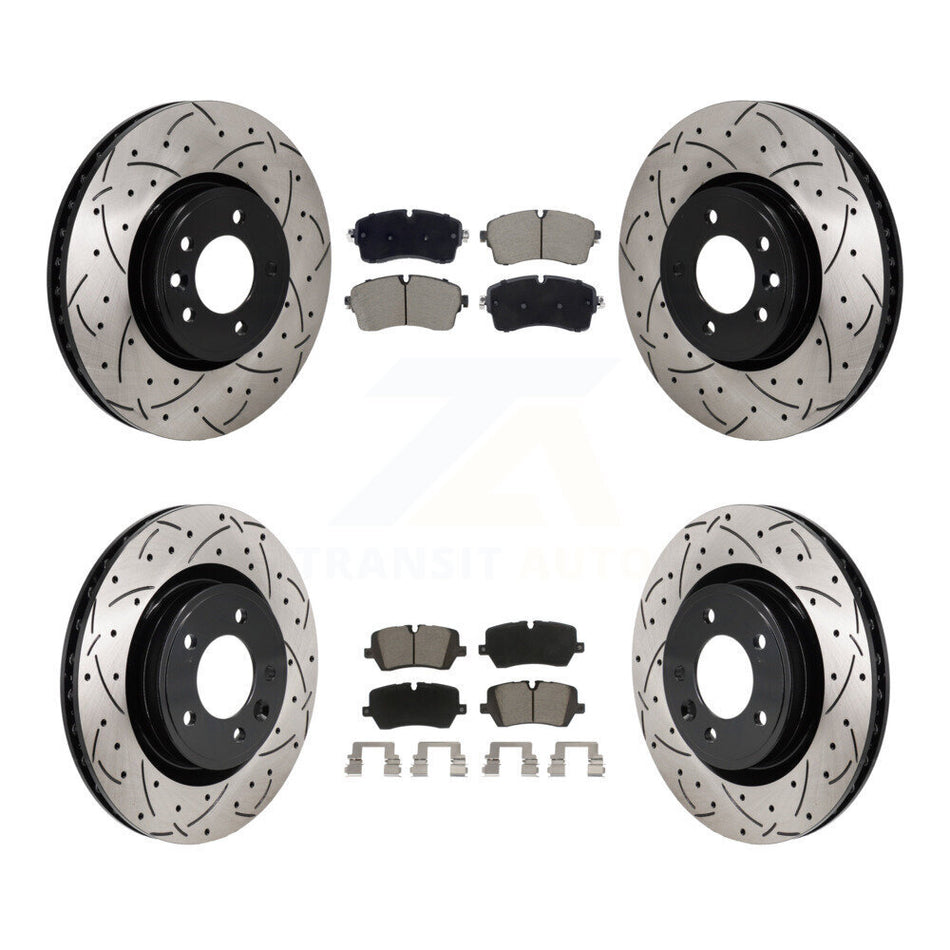 Front Rear Drilled Slot Disc Brake Rotor & Ceramic Pad Kit For Land Rover Discovery Range KDC-101213