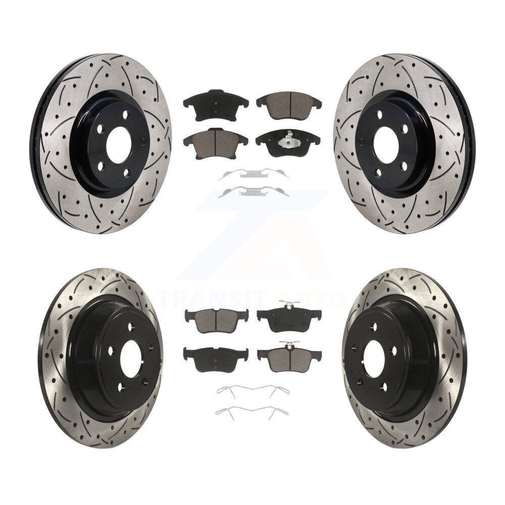 Front Rear Drilled Slot Disc Brake Rotor & Ceramic Pad Kit For 2017-2020 Lincoln MKZ 2.0L KDC-101214