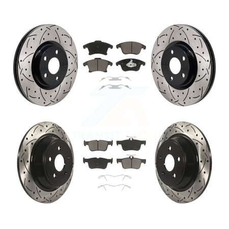 Front Rear Drilled Slot Disc Brake Rotor & Ceramic Pad Kit For 2017-2020 Lincoln MKZ 2.0L KDC-101214