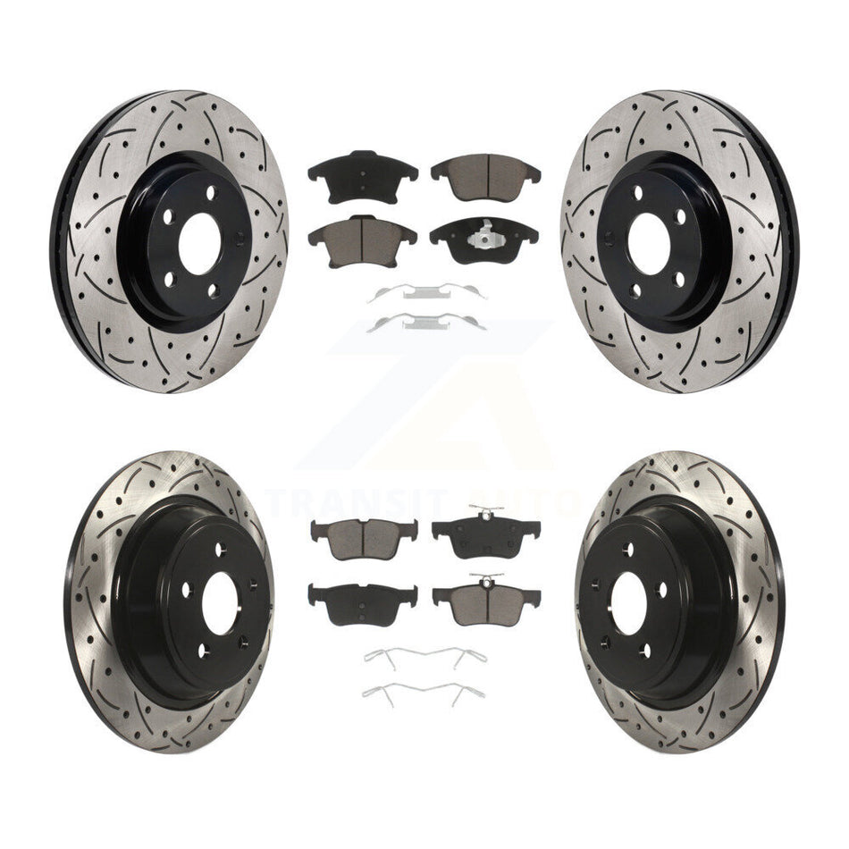 Front Rear Drilled Slot Disc Brake Rotor & Ceramic Pad Kit For 2017-2020 Lincoln MKZ 2.0L KDC-101214