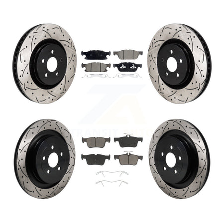 Front Rear Drill Slot Brake Rotor Ceramic Pad Kit For Ford Edge With Red Painted Calipers KDC-101215