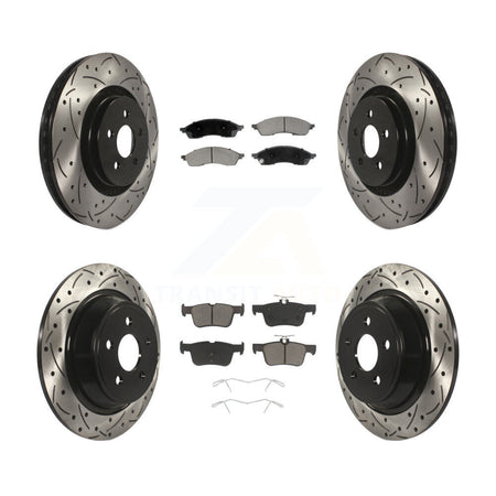 Front Rear Coated Drilled Slotted Disc Brake Rotor & Ceramic Pad Kit For Lincoln Nautilus KDC-101218