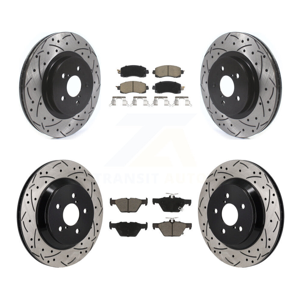 Front Rear Coated Drilled Slotted Disc Brake Rotor & Ceramic Pad Kit For Subaru Crosstrek KDC-101219