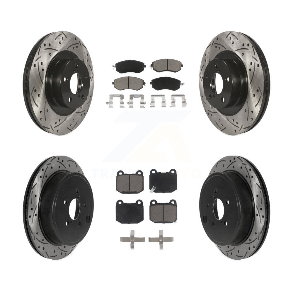 Front Rear Drill Slot Brake Rotor Ceramic Pad Kit For 17 Subaru BRZ Without Brembo Brakes KDC-101221
