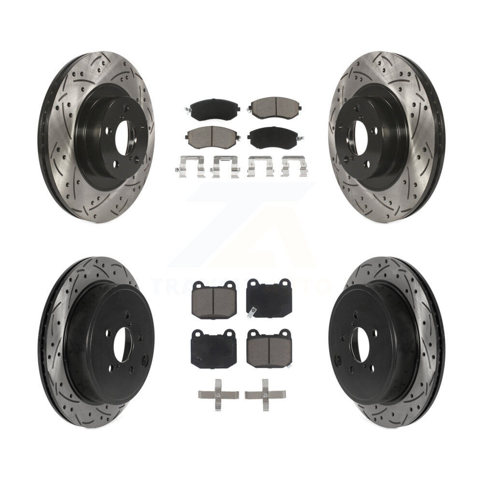 Front Rear Drill Slot Brake Rotor Ceramic Pad Kit For 17 Subaru BRZ Without Brembo Brakes KDC-101221