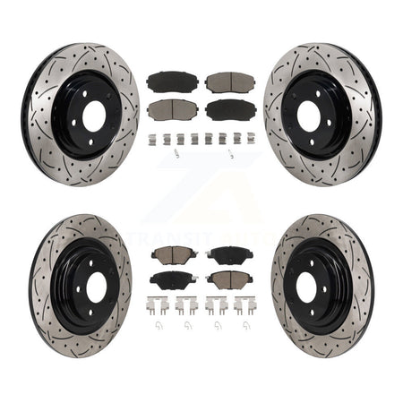 Front Rear Coated Drilled Slot Disc Brake Rotors Ceramic Pad Kit For 2016-2023 Mazda CX-9 KDC-101225