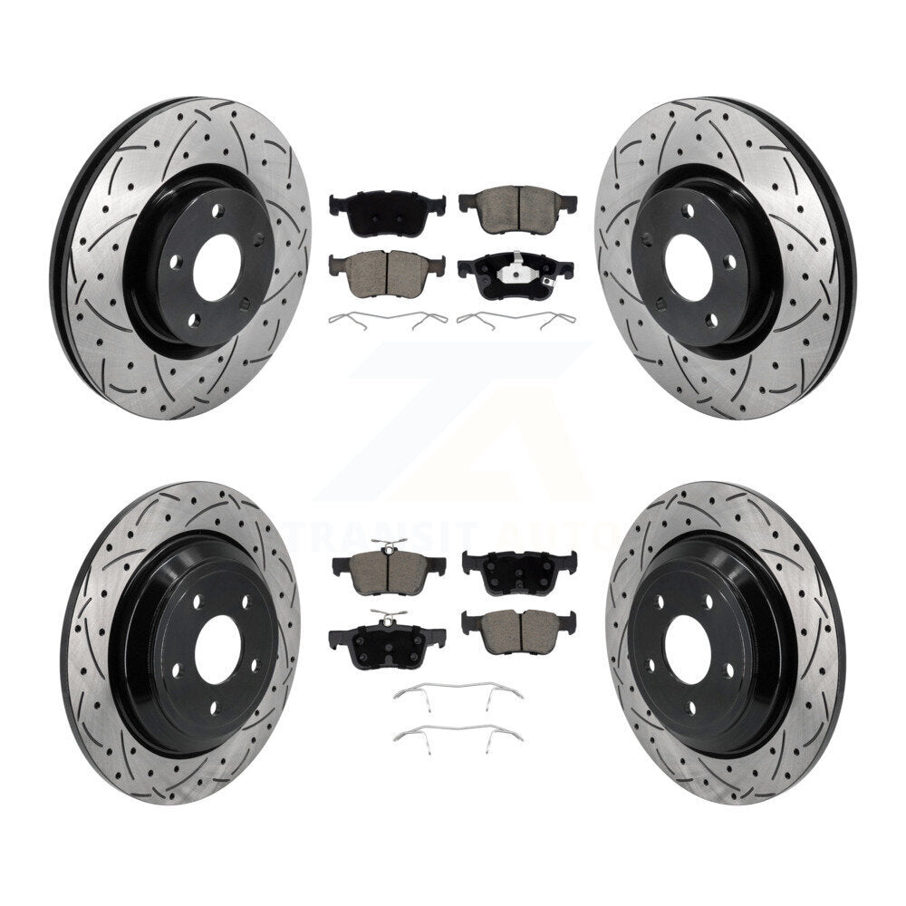 Front Rear Drilled Slot Brake Rotors Ceramic Pad Kit For Ford Escape Bronco Sport Lincoln KDC-101233