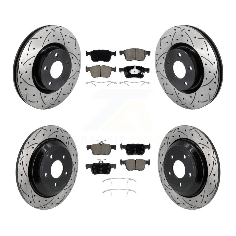 Front Rear Drilled Slot Brake Rotors Ceramic Pad Kit For Ford Escape Bronco Sport Lincoln KDC-101233