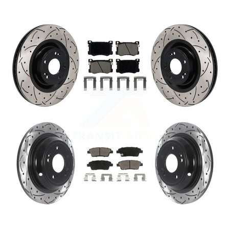 Front Rear Coat Drill Slot Disc Brake Rotors Ceramic Pad Kit For Hyundai Genesis G80 5.0L KDC-101234