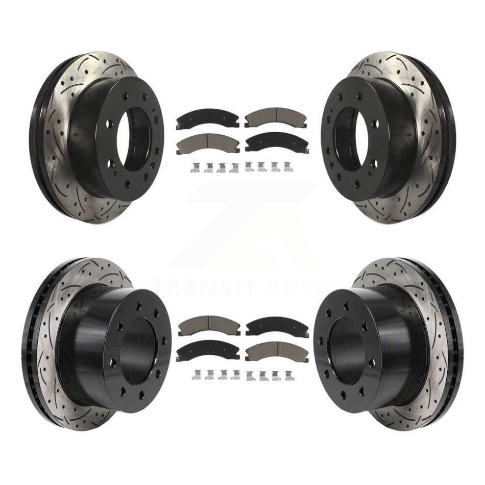 Front Rear Drilled Slot Disc Brake Rotor Ceramic Pad Kit For GMC Sierra 3500 HD Chevrolet KDC-101235