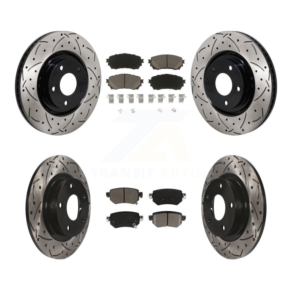Front Rear Coat Drill Slot Disc Brake Rotor Ceramic Pad Kit For 2021 Mazda 6 Turbocharged KDC-101236