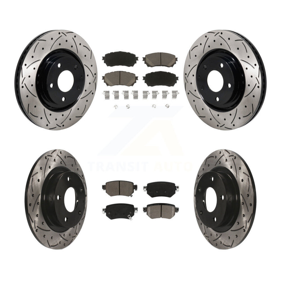 Front Rear Coat Drill Slot Disc Brake Rotor Ceramic Pad Kit For 2021 Mazda 6 Turbocharged KDC-101236