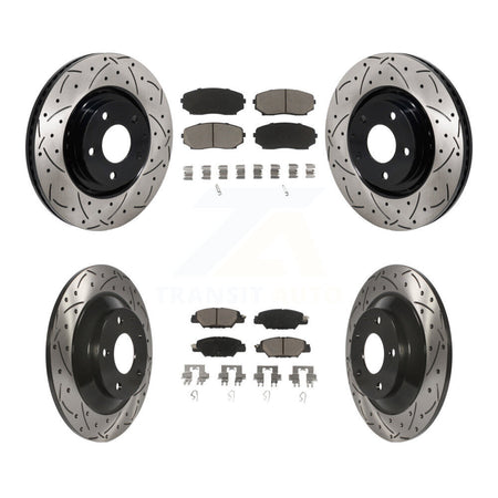 Front Rear Drilled Slot Brake Rotor Ceramic Pad Kit For 2019-2024 Mazda CX-5 Turbocharged KDC-101237
