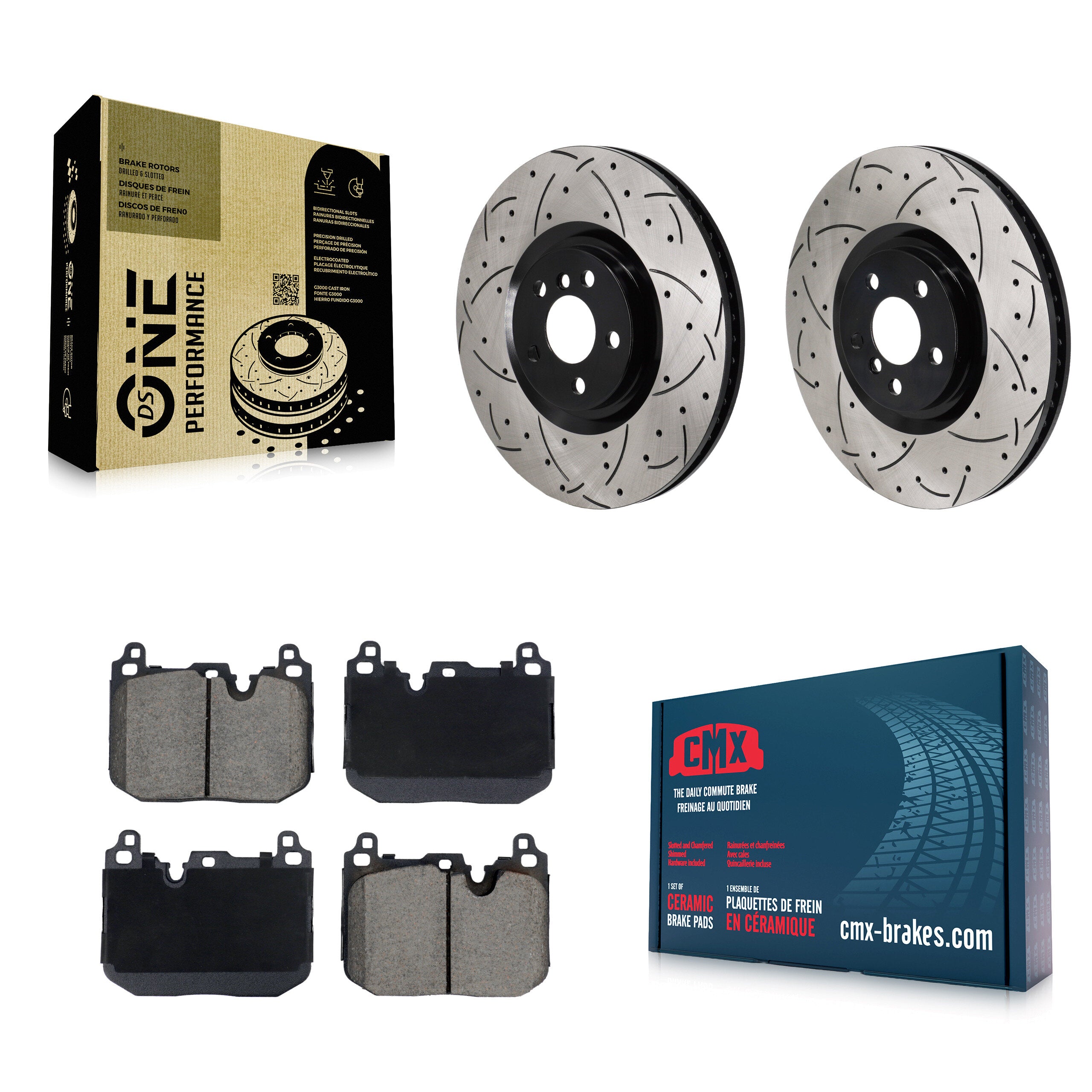 Front Drilled Slot Brake Rotors Ceramic Pad Kit For Mini Cooper Countryman BMW X2 Clubman KDC-101239