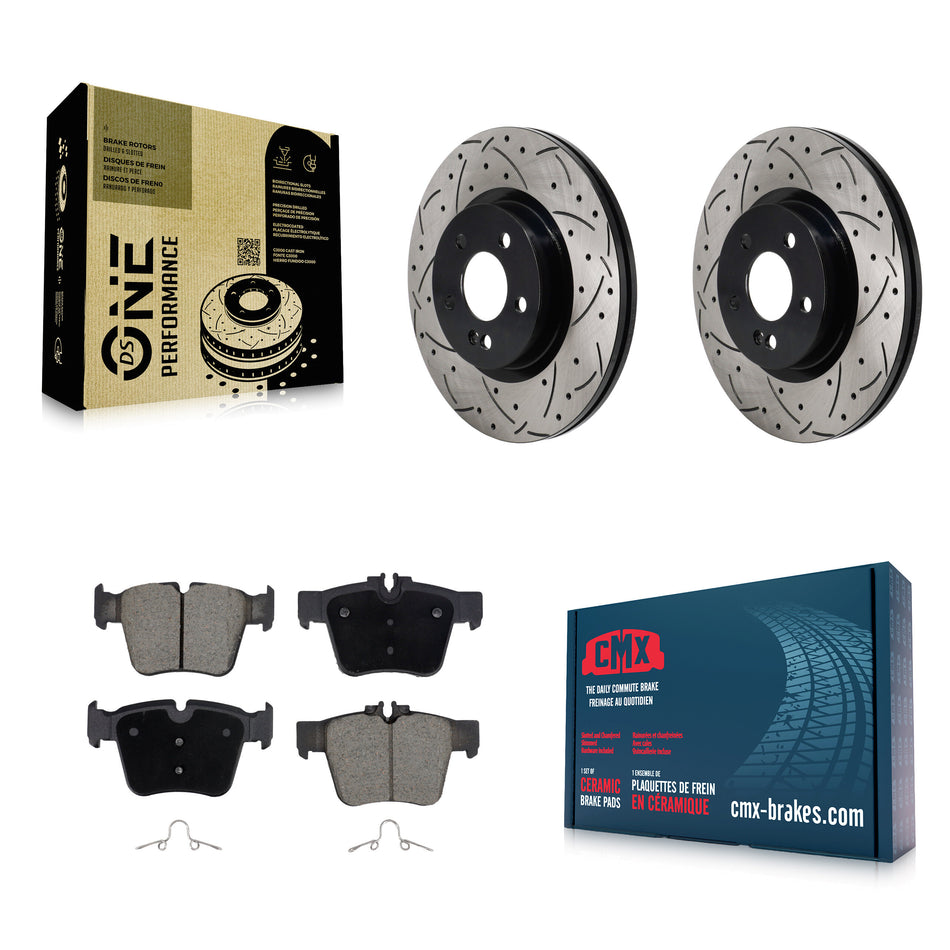 Rear Drilled Slot Brake Rotor Ceramic Pad Kit For Mercedes-Benz GLC300 C43 AMG GLC43 C450 KDC-101243