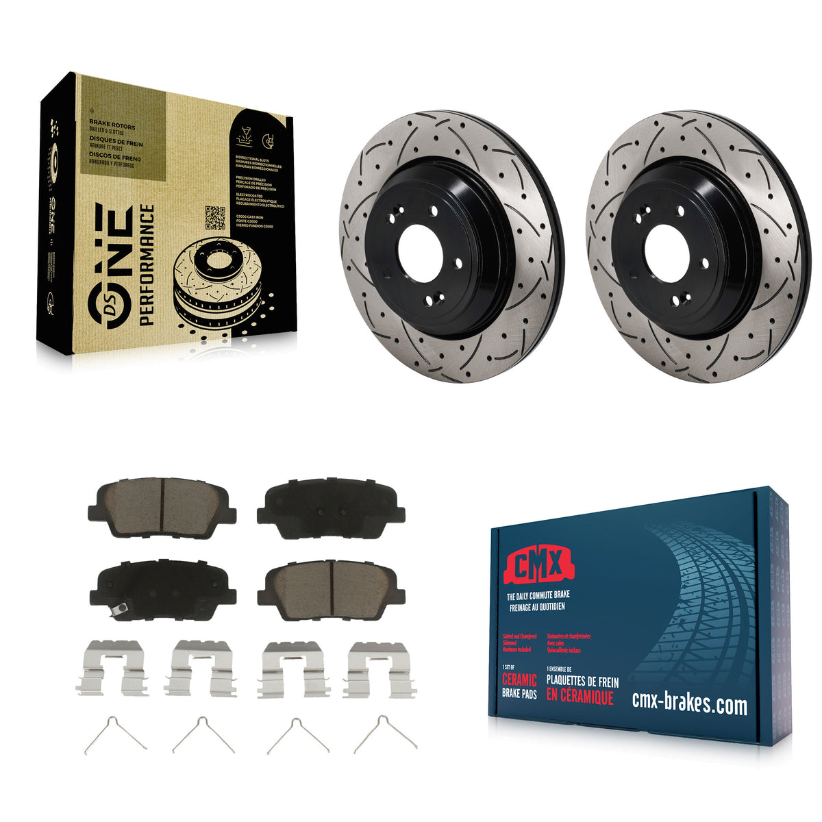Rear Coated Drilled Slot Disc Brake Rotor Ceramic Pad Kit For Genesis G70 Kia Stinger G80 KDC-101244