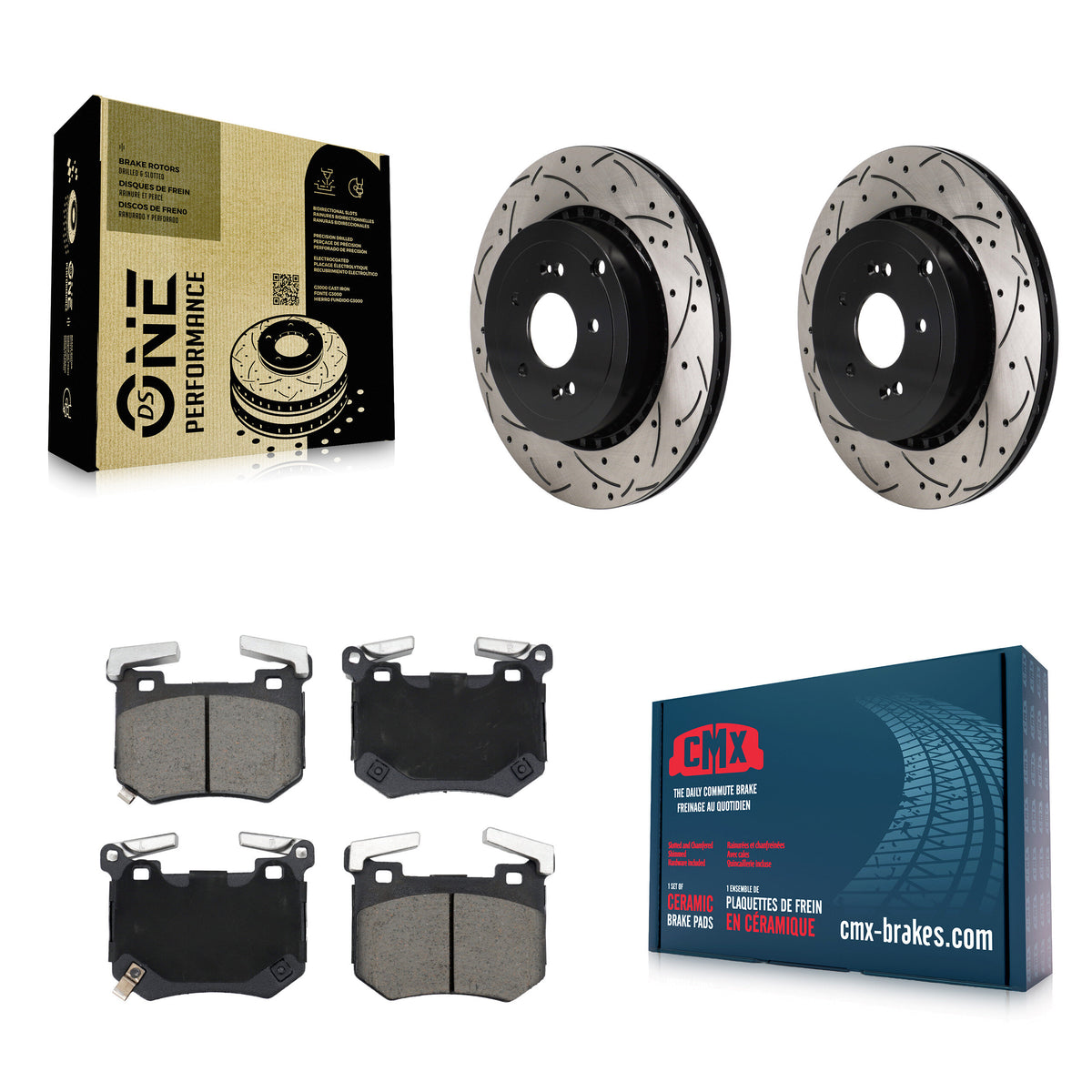 Rear Coated Drilled Slotted Disc Brake Rotors Ceramic Pad Kit For Genesis G70 Kia Stinger KDC-101245