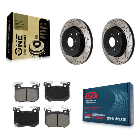Rear Coated Drilled Slotted Disc Brake Rotors Ceramic Pad Kit For Genesis G70 Kia Stinger KDC-101245