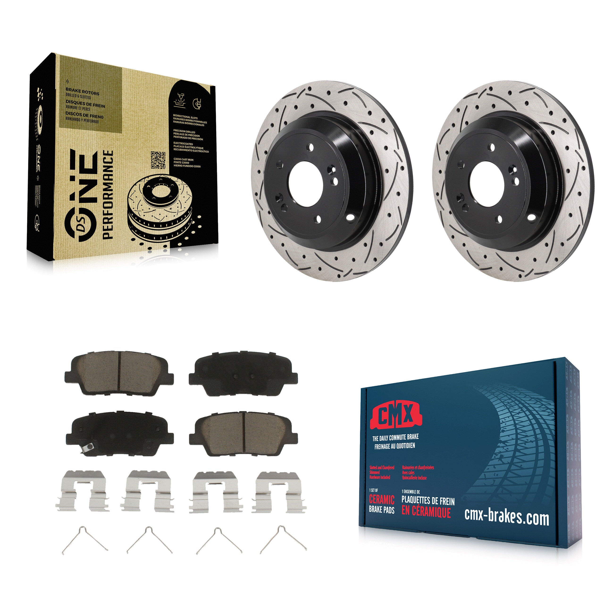 Rear Coated Drilled Slotted Disc Brake Rotors Ceramic Pad Kit For Genesis G70 Kia Stinger KDC-101246