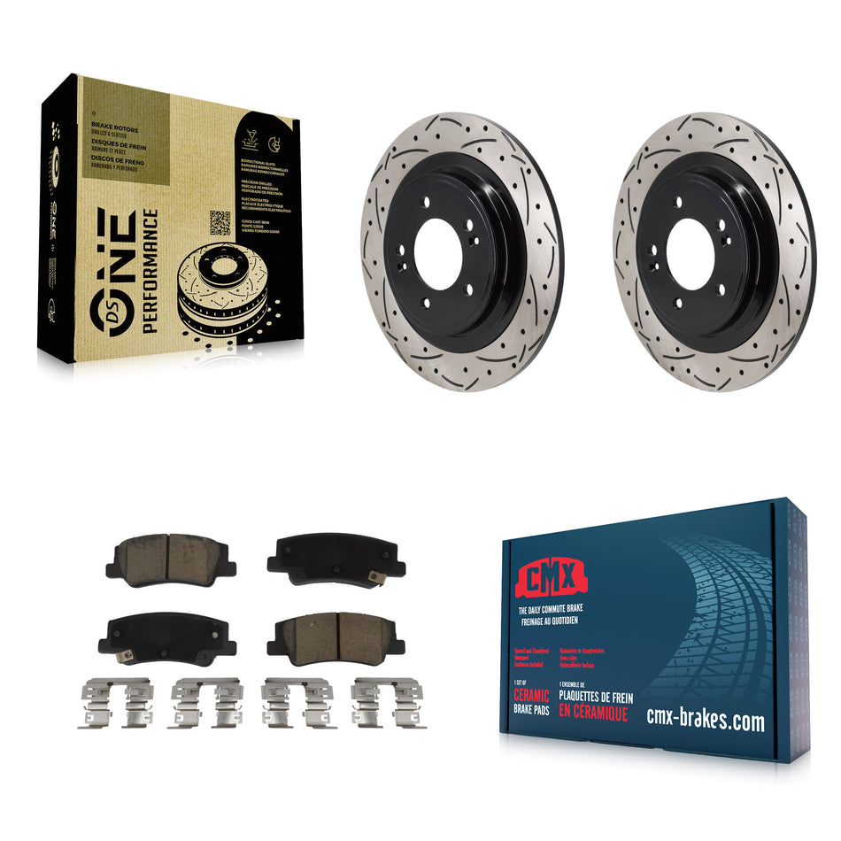 Rear Coated Drilled Slot Disc Brake Rotor Ceramic Pad Kit For Hyundai Tucson Kia Sportage KDC-101248