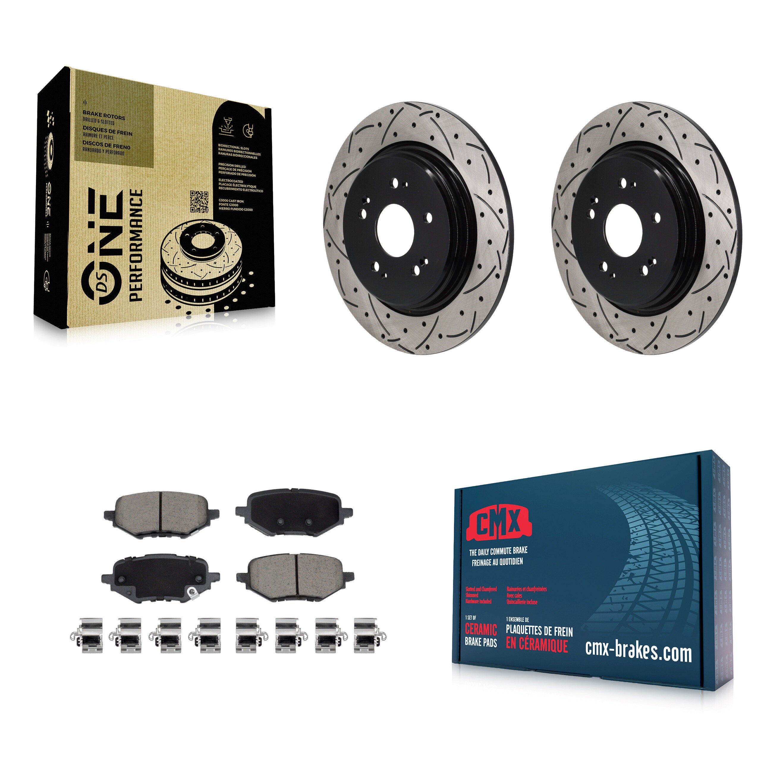 Rear Coated Drilled Slotted Disc Brake Rotors And Ceramic Pads Kit For Honda HR-V Clarity KDC-101249