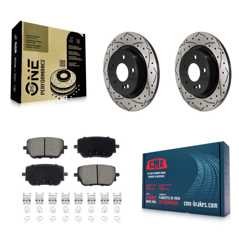 Rear Drill Slot Disc Brake Rotor Ceramic Pad Kit For Mercedes-Benz A220 With Sport Brakes KDC-101251