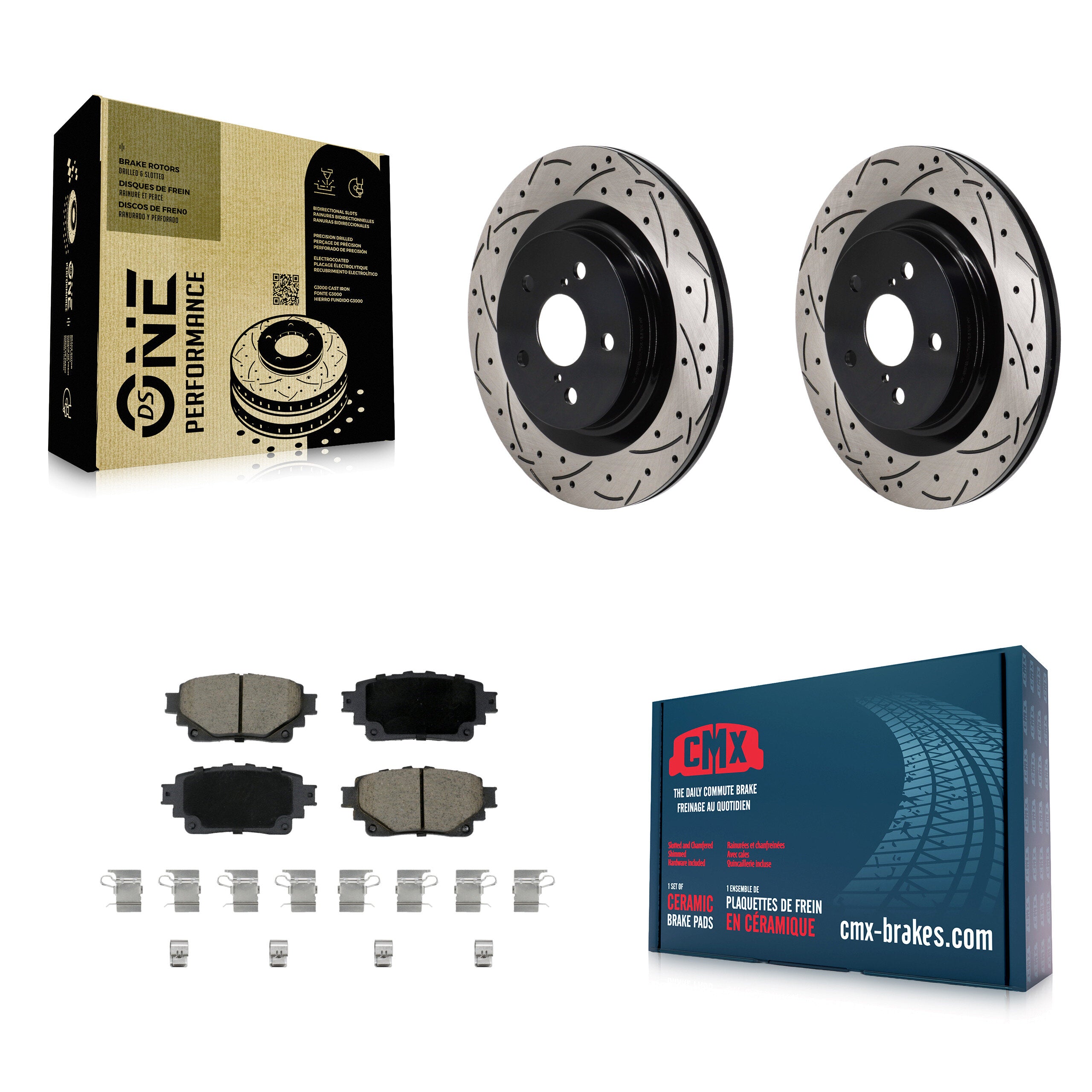 Rear Drilled Slot Brake Rotor & Ceramic Pad Kit For Toyota Sienna Lexus RAV4 Prime NX350h KDC-101254