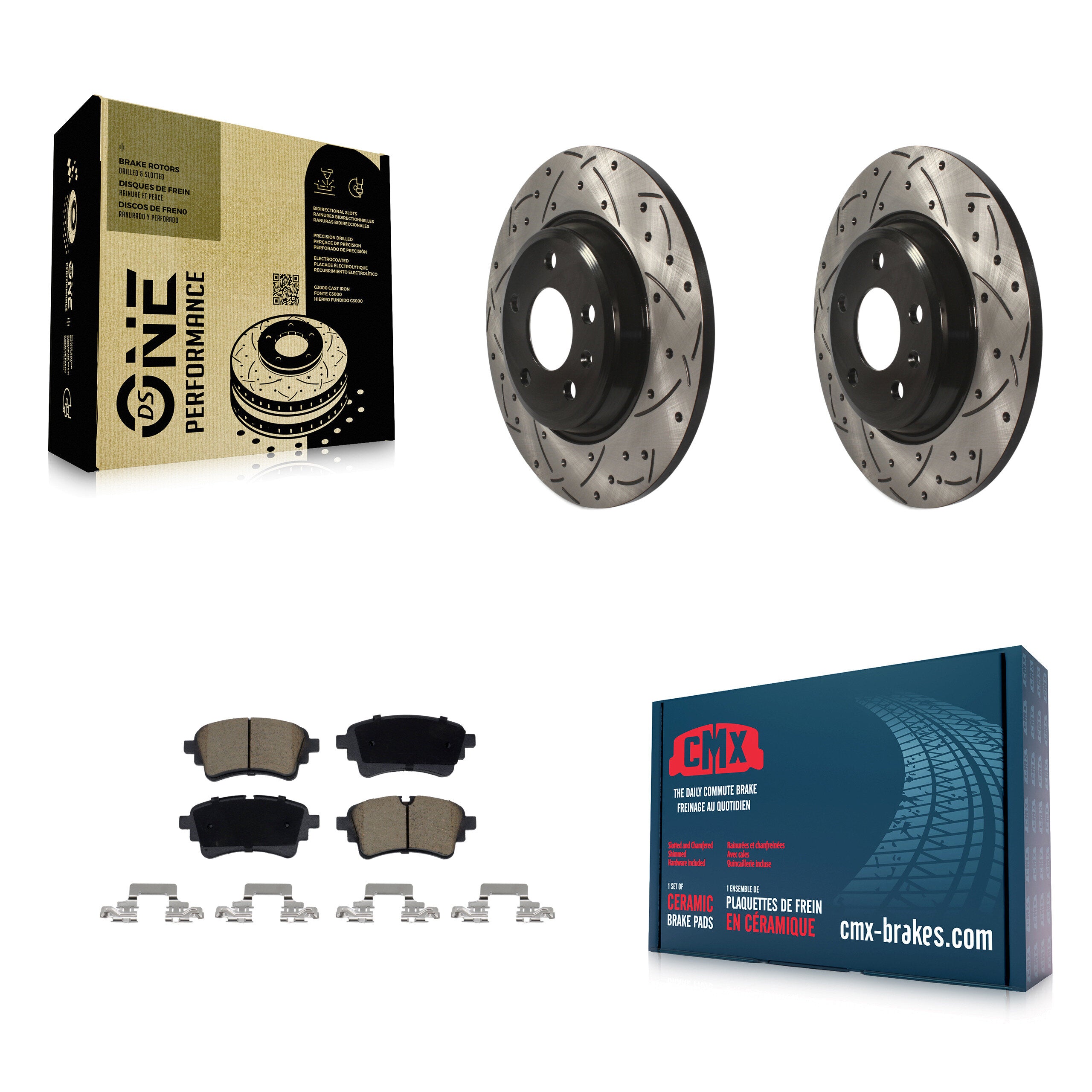Rear Coated Drill Slot Disc Brake Rotors Ceramic Pad Kit For Audi A4 Quattro A5 Sportback KDC-101258