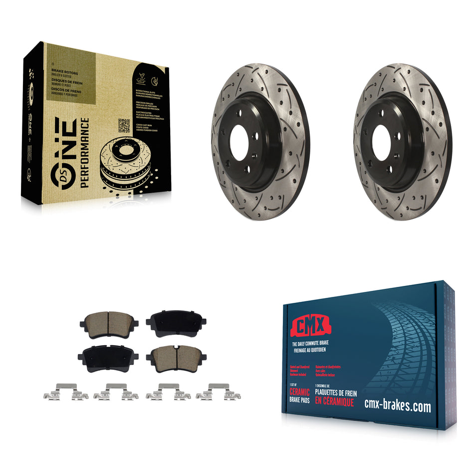 Rear Coated Drill Slot Disc Brake Rotors Ceramic Pad Kit For Audi A4 Quattro A5 Sportback KDC-101258
