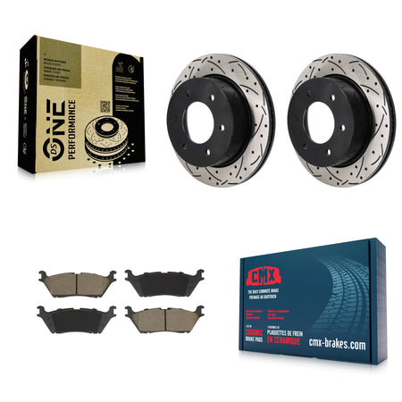 Rear Coated Drilled Slot Disc Brake Rotors Ceramic Pad Kit For 2022-2023 Ford Bronco 3.0L KDC-101262