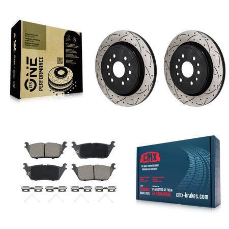 Rear Coat Drill Slot Disc Brake Rotors Ceramic Pad Kit For Ram 1500 Jeep Wagoneer Grand L KDC-101270