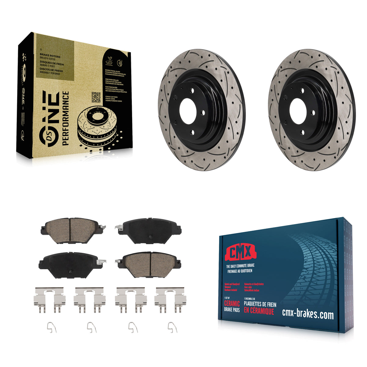 Rear Coated Drilled Slotted Disc Brake Rotor And Ceramic Pad Kit For 2016-2023 Mazda CX-9 KDC-101279
