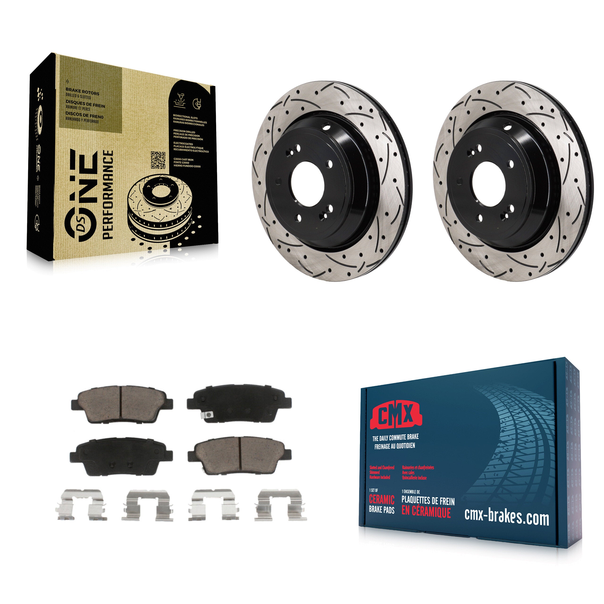 Rear Coated Drilled Slotted Disc Brake Rotors And Ceramic Pads Kit For 2015 Kia K900 3.8L KDC-101281