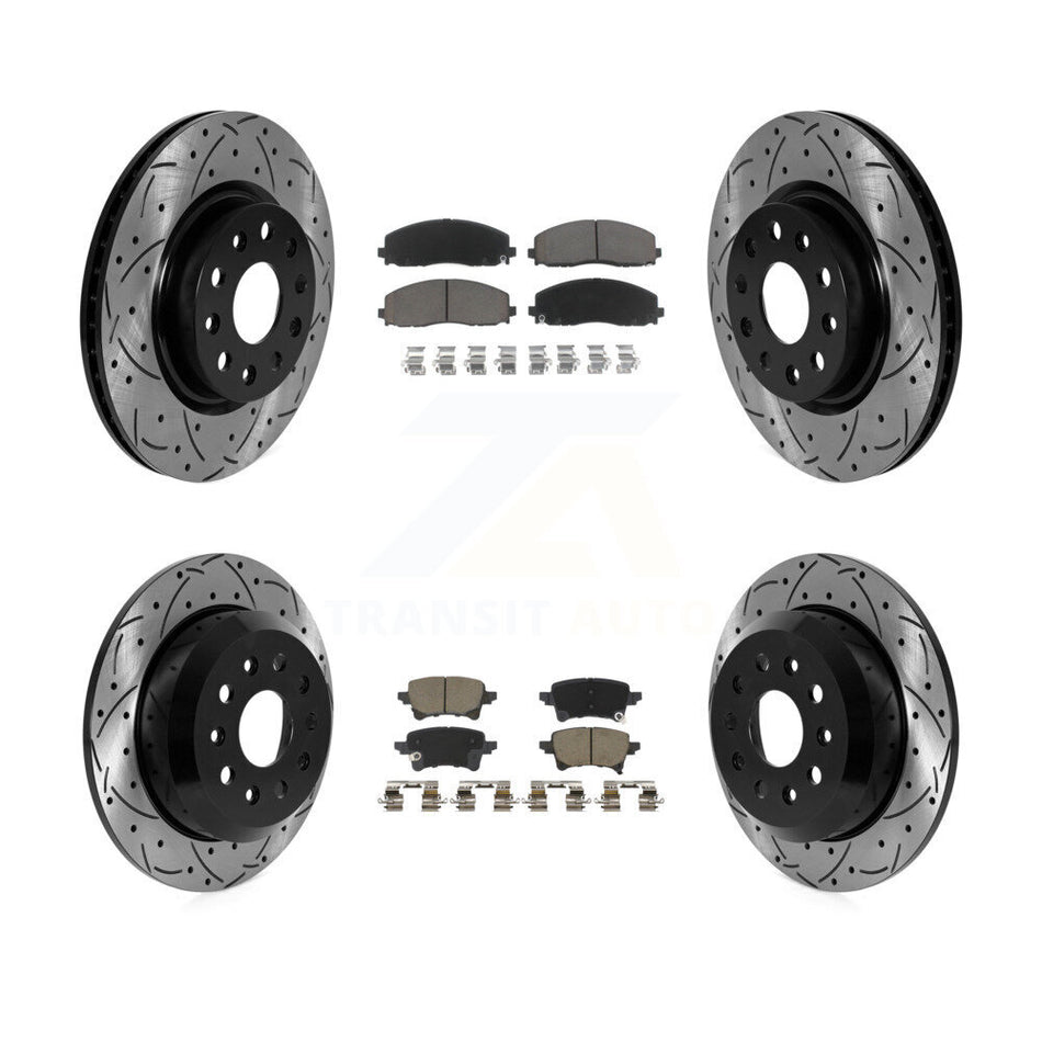 Front Rear Coated Drilled Slotted Disc Brake Rotors And Ceramic Pad Kit For Jeep Wrangler KDC-101288