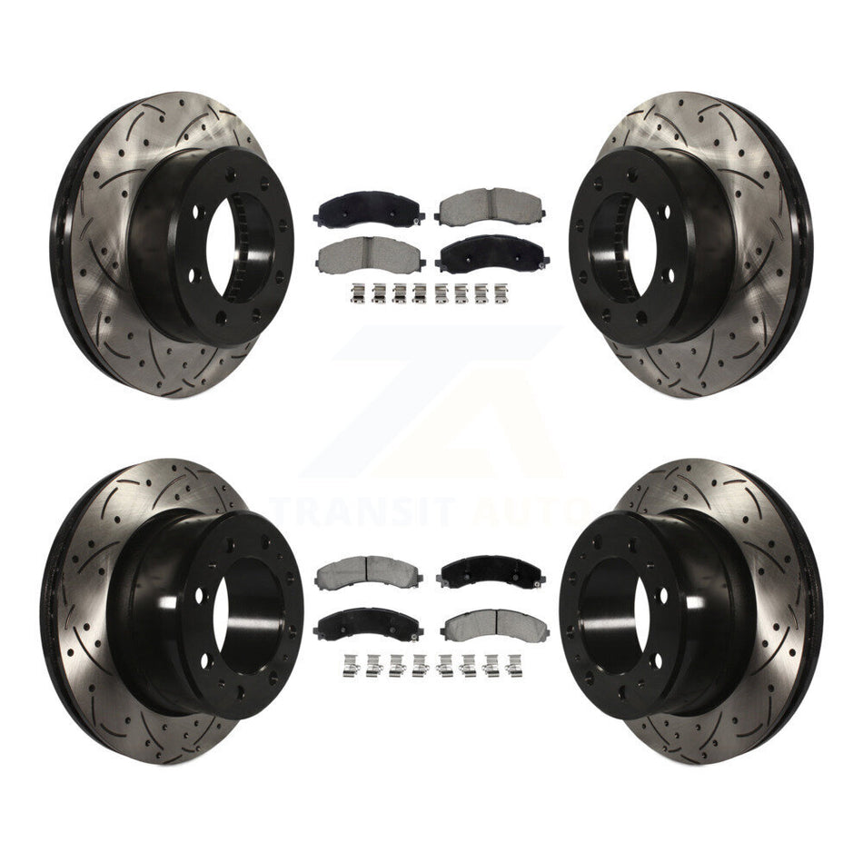 Front Rear Drill Slot Disc Brake Rotor Ceramic Pad Kit For Ram 3500 With Dual Wheels KDC-101291