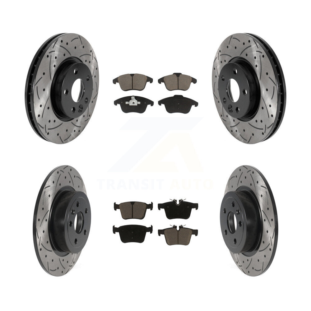 Front Rear Coated Drill Slot Disc Brake Rotor Ceramic Pad Kit For Land Rover Range Evoque KDC-101294
