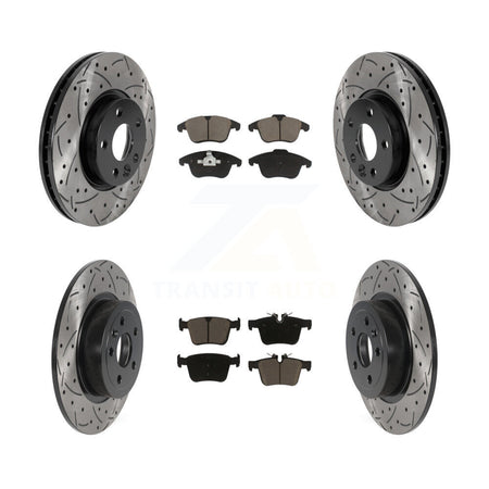 Front Rear Coated Drill Slot Disc Brake Rotor Ceramic Pad Kit For Land Rover Range Evoque KDC-101294