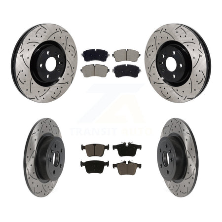 Front Rear Coated Drill Slot Disc Brake Rotor Ceramic Pad Kit For Land Rover Range Evoque KDC-101295